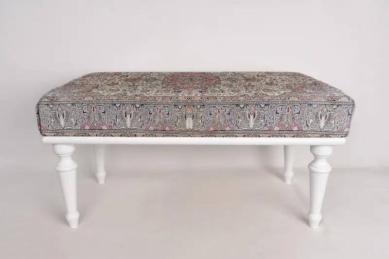 Medallion Bench, Ottoman Bench, Kitchen Furnitures, Upholstered Bench, Turkish Rug Bench, Kilim Bench, Home Decor Bench, Handmade Bench - 3