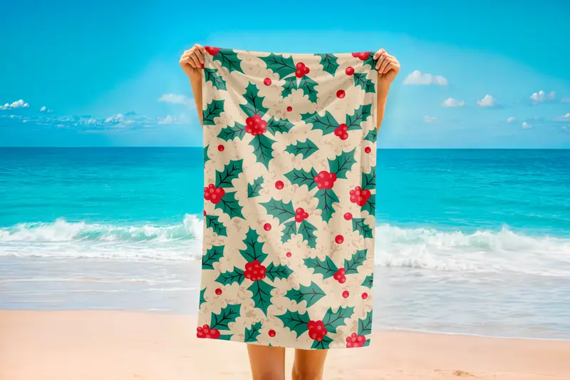 Personalized Christmas Floral Towel Cotton Microfiber Blend