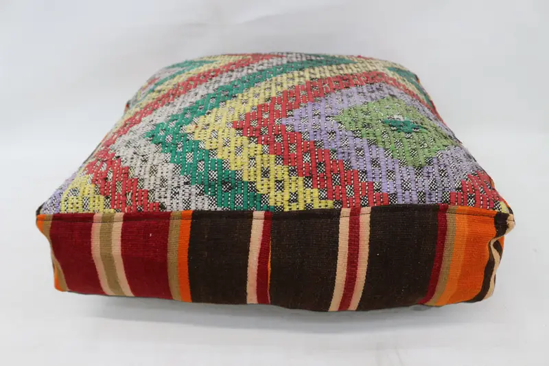 Kilim pouf, zemin pufu, 24x24x6, zemin yastık örtüsü, bahçe pouf yastık kapağı, işlemeli Kilim Poufs, ev dekoru pufları SP606015 109 - 2