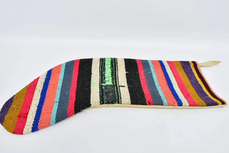 Organik çorap, çizgili çorap, pembe çorap, el yapımı çorap, monogramlı çorap, Noel dekoratif, kabile çorap, 1516 - 6