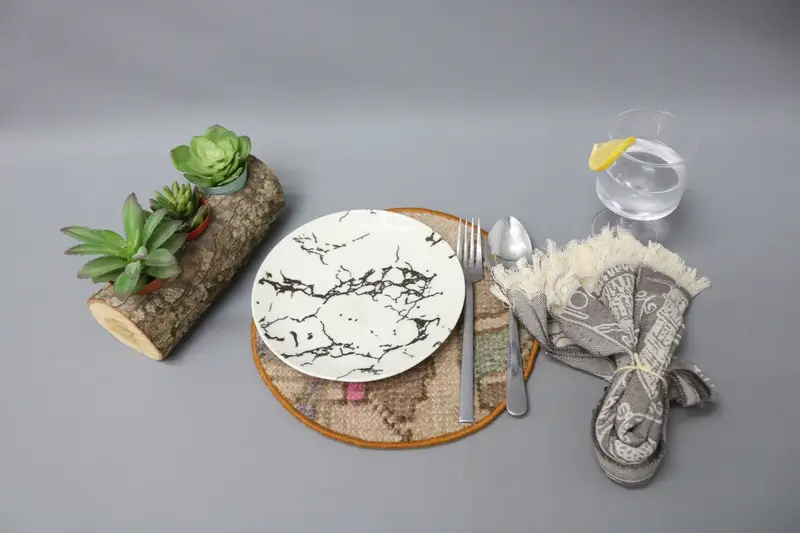 Rug Supla, Kilim Supla, onun için hediye, mavi ped, halı placemat, rustik supla, geleneksel coaster, dokuma supla, el yapımı alt plaka, - 5