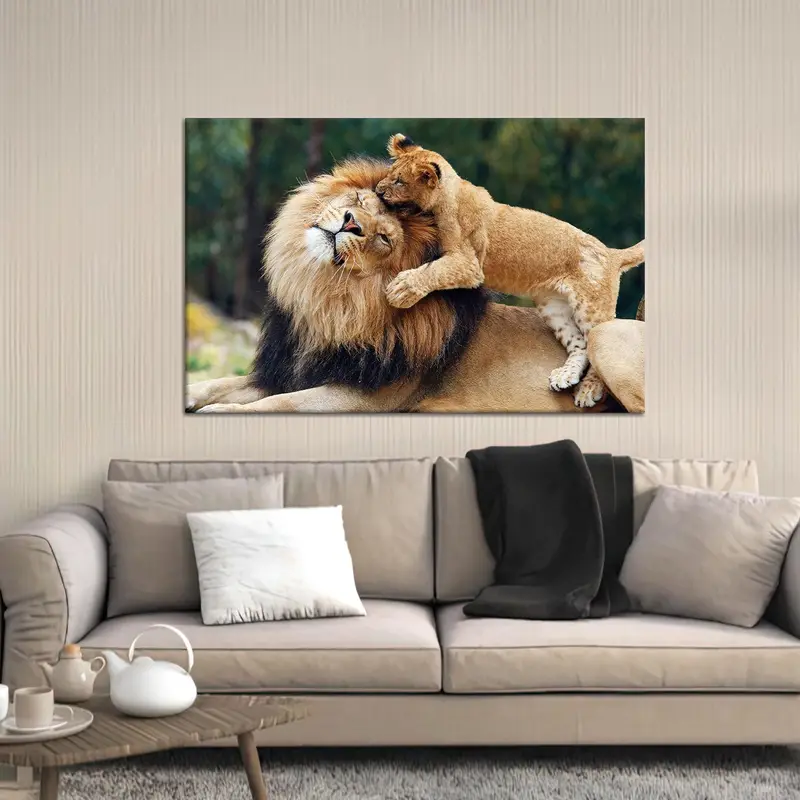 エレガントな野生動物キャンバス: 野生動物農場のシーンプリント