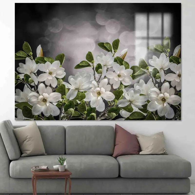 モダンなマグノリアの花のキャンバス: エレガントな農家の装飾プリント