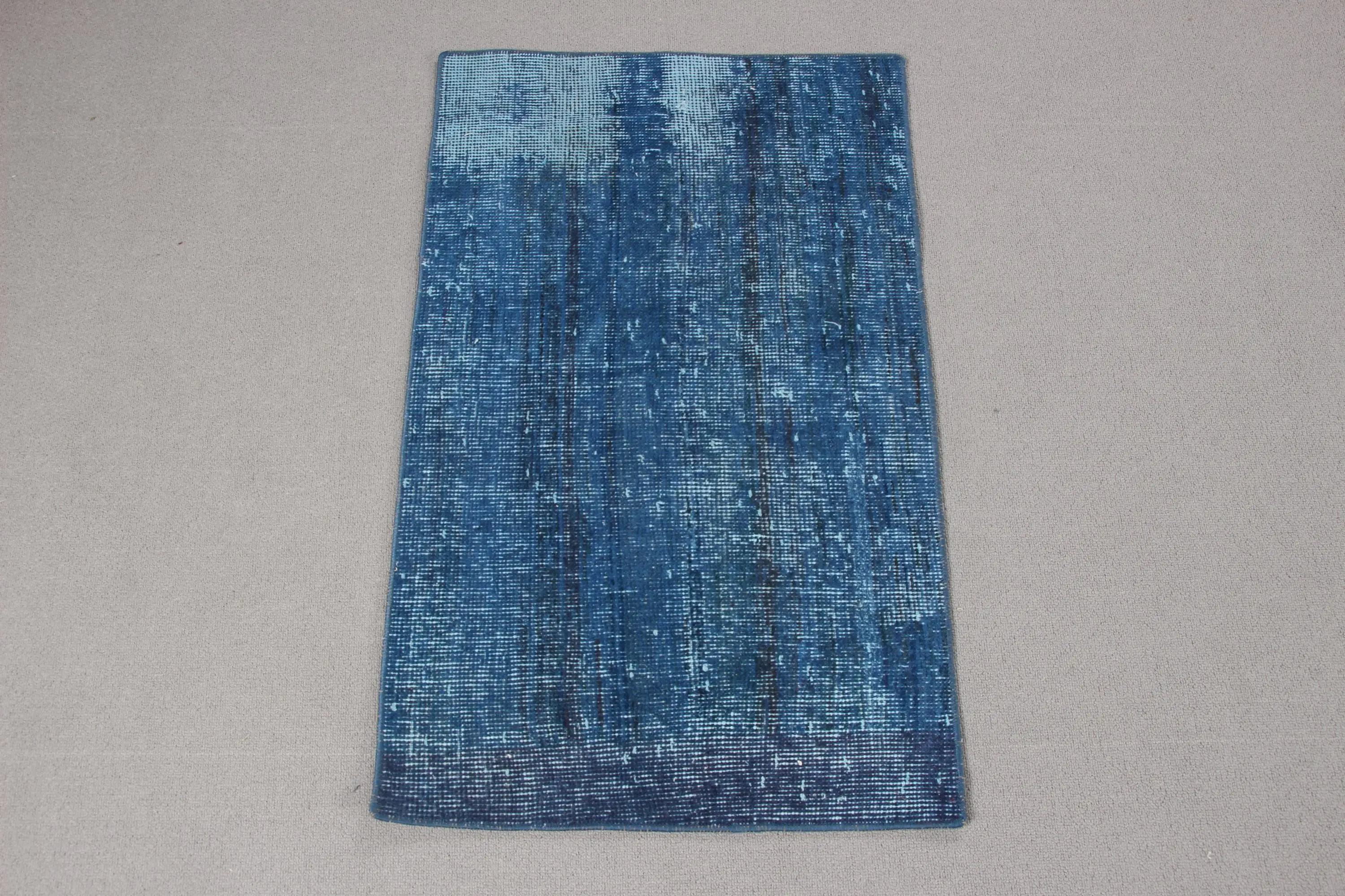 Turkish Rug, Small 1.7x2.8 ft Vintage Rug, Blue Black Animal Print Wool Rug - 1