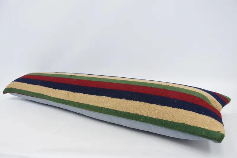 Pillow, Aesthetic Pillow Case, 12x48 Blue Pillow, Vintage Kilim Pillow, Handmade Kilim Cushion, Natural Cushion Cover, Gift Pillow - 5