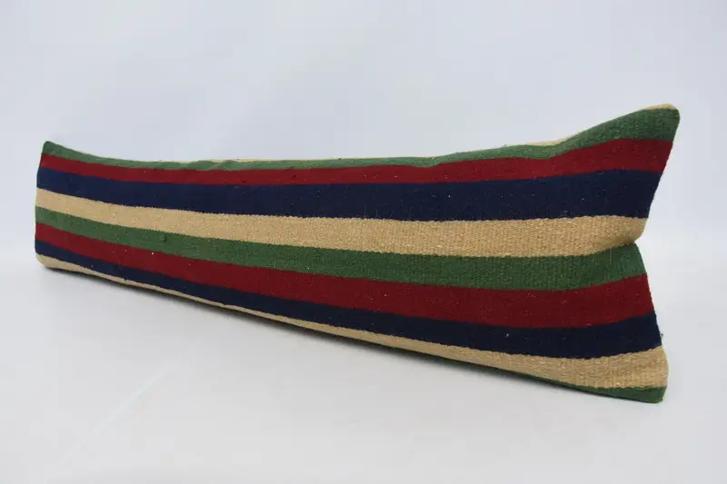 Pillow, Aesthetic Pillow Case, 12x48 Blue Pillow, Vintage Kilim Pillow, Handmade Kilim Cushion, Natural Cushion Cover, Gift Pillow - 4
