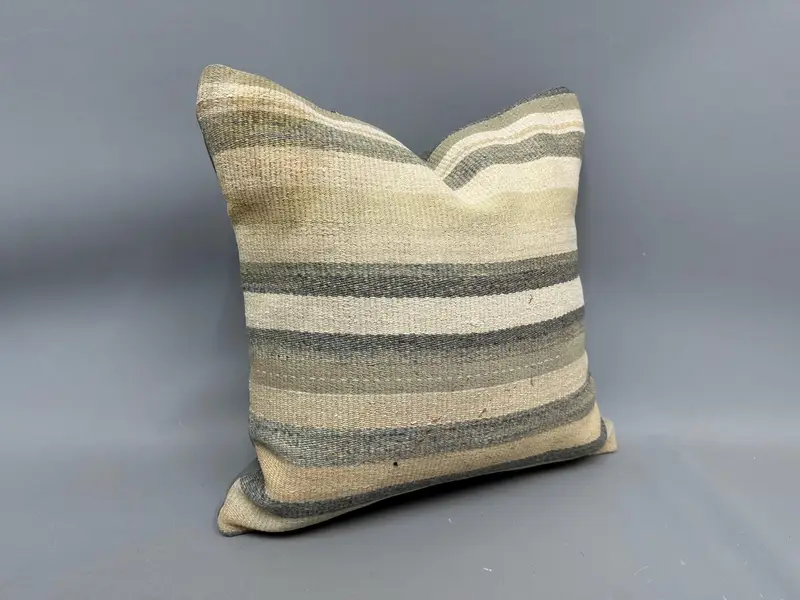 Bright Cushion, Retro Throw Pillow, 20x20 Beige Pillow Case, Antique Pillows, Pillow for Sofa, Pillow Sham, Kilim Cushion Sham, Ethnic Pillow - 2