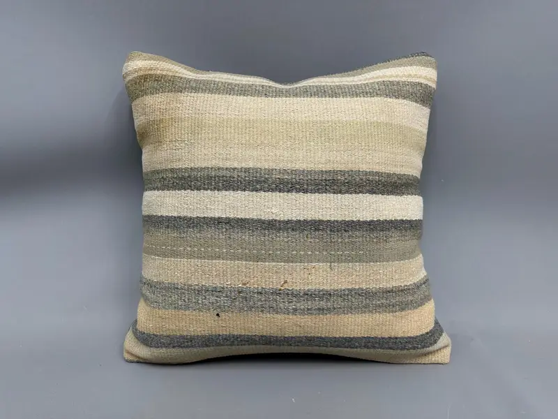 Bright Cushion, Retro Throw Pillow, 20x20 Beige Pillow Case, Antique Pillows, Pillow for Sofa, Pillow Sham, Kilim Cushion Sham, Ethnic Pillow - 4