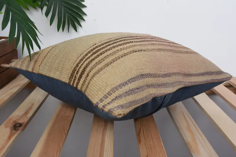 Pillow, Vintage Kilim Throw Pillow, 16x16 Beige Cushion Cover, Throw Kilim Pillow, Ethnical Kilim Rug Pillow, Office Chair Cushion - 6