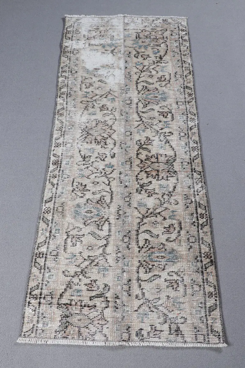 Beige & Black Patchwork Rug, 2.2x5.3 ft Chic Decor