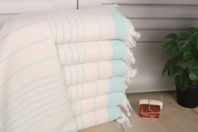 Mint Cotton Waffle Dish Towel Organic Turkish Cotton or Linen 40x20 Inches