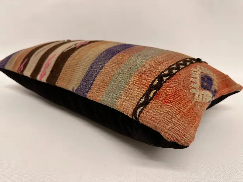 Turkish Kilim Pillow, Vintage Throw Cushion, Turkish Pillow, Interior Designer Pillow, Nautical Throw Pillow Sham, 12x24 Beige Cushion Cover, Pillow - 6