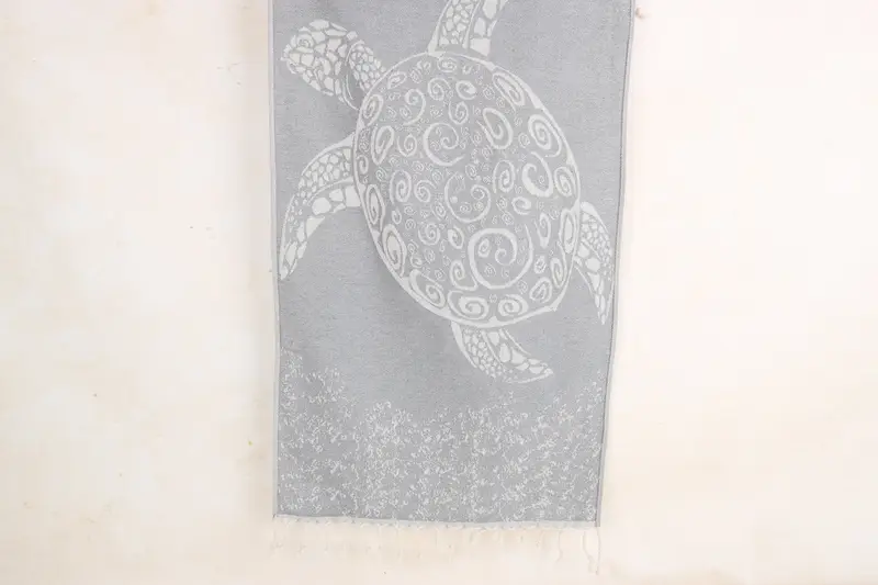Monogram Kitchen Towel Dark Gray Cotton Carretta Pattern, 18x36 Inches