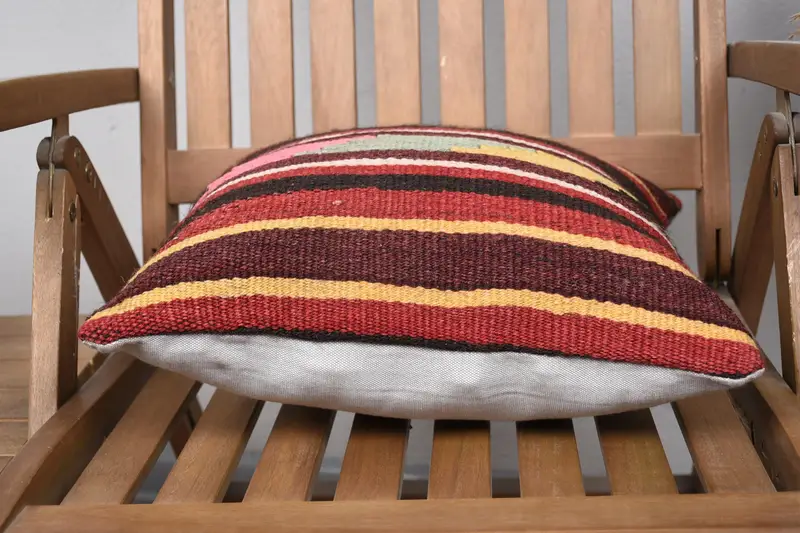 16x16 Red Pillow Case, Handmade Kilim Cushion, Pattern Throw Pillow Cover, Pillow Cover, Boho Pillow Sham Cover, Interior Designer Pillow - 5