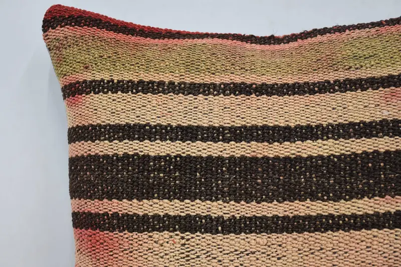 Authentic Pillow Cover, Ethnical Kilim Rug Pillow, Interior Designer Pillow, Pillow Sham, Vintage Kilim Pillow, 14x14 Brown Cushion - 2