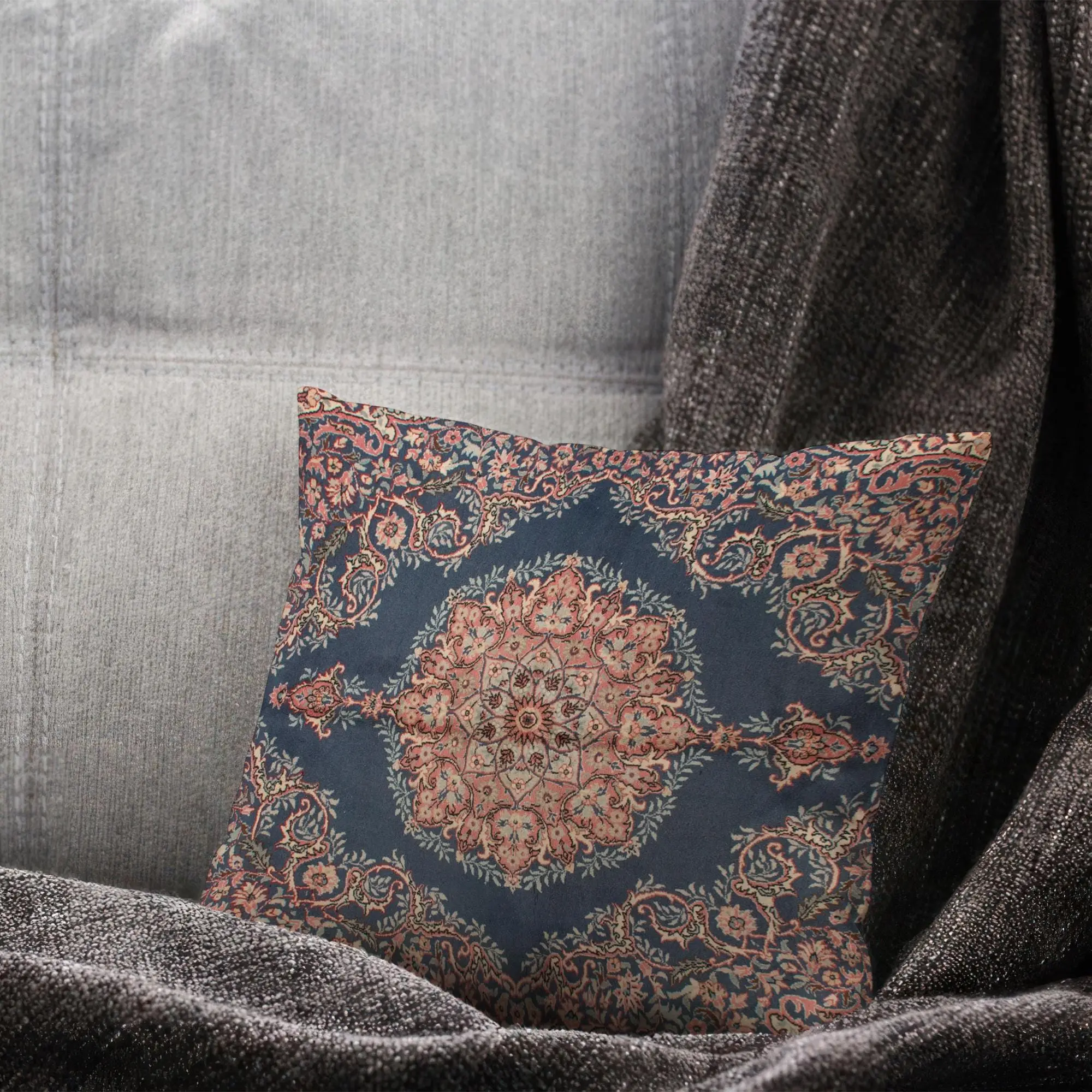 Damask Motif Printed Pillow: Luxe Home Decor Accent - 1