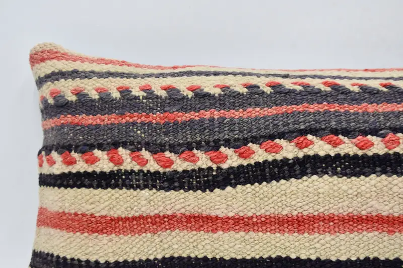Antique Pillows, Pillow Case, Office Chair Pillow, Traditional Pillow Cover, 12x36 Beige Pillow Case, Kilim Pillow Cover, Vintage Kilim Pillow - 2