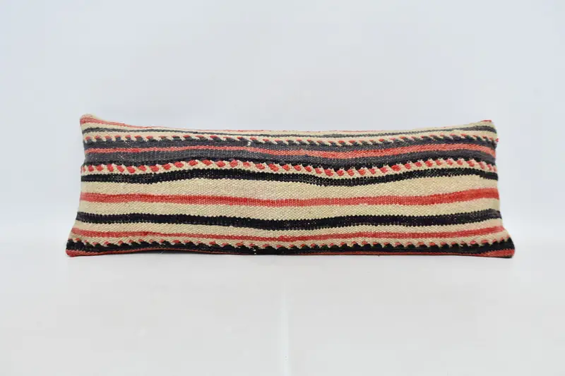 Antique Pillows, Pillow Case, Office Chair Pillow, Traditional Pillow Cover, 12x36 Beige Pillow Case, Kilim Pillow Cover, Vintage Kilim Pillow - 1