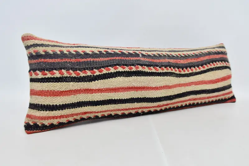 Antique Pillows, Pillow Case, Office Chair Pillow, Traditional Pillow Cover, 12x36 Beige Pillow Case, Kilim Pillow Cover, Vintage Kilim Pillow - 3