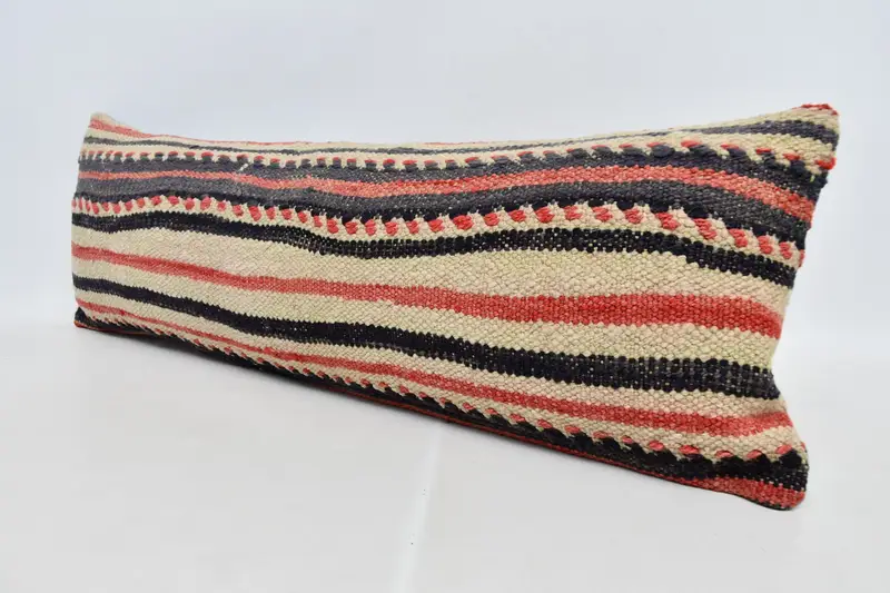 Antique Pillows, Pillow Case, Office Chair Pillow, Traditional Pillow Cover, 12x36 Beige Pillow Case, Kilim Pillow Cover, Vintage Kilim Pillow - 4