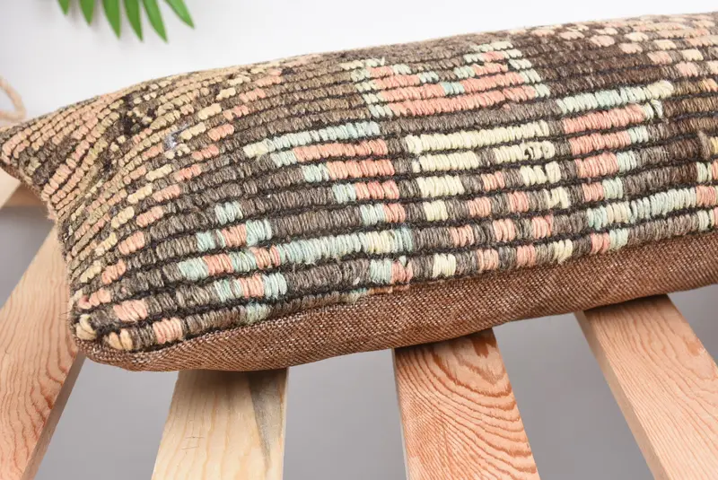 Turkish Kilim Pillow, Pillow Case, Turkish Pillow, Kilim Pillow Cover, Boho Throw Pillow Sham, Outdoor Bolster Cushion Case, 8x36 Pink Pillow - 6
