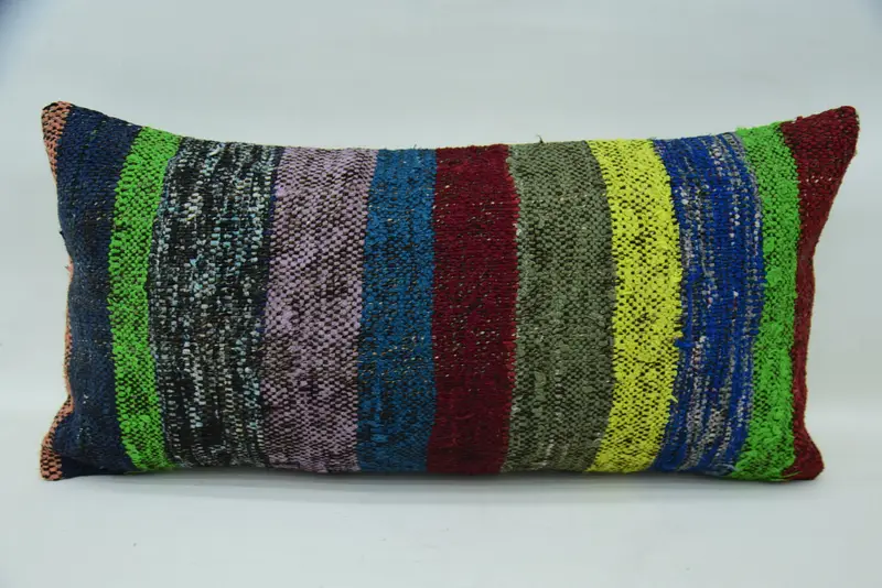 12x24 Green Pillow Cover, Interior Designer Pillow, Pattern Throw Cushion Cover, Pillow Cover, Boho Pillow, Turkish Kilim Pillow - 4