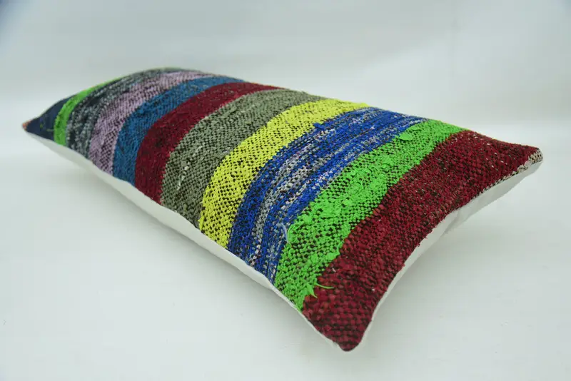 12x24 Green Pillow Cover, Interior Designer Pillow, Pattern Throw Cushion Cover, Pillow Cover, Boho Pillow, Turkish Kilim Pillow - 6