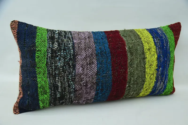 12x24 Green Pillow Cover, Interior Designer Pillow, Pattern Throw Cushion Cover, Pillow Cover, Boho Pillow, Turkish Kilim Pillow - 2