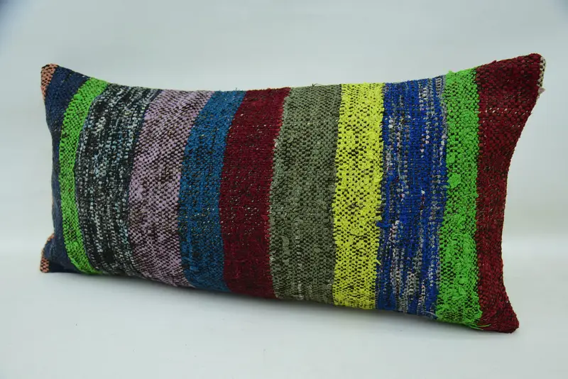 12x24 Green Pillow Cover, Interior Designer Pillow, Pattern Throw Cushion Cover, Pillow Cover, Boho Pillow, Turkish Kilim Pillow - 3