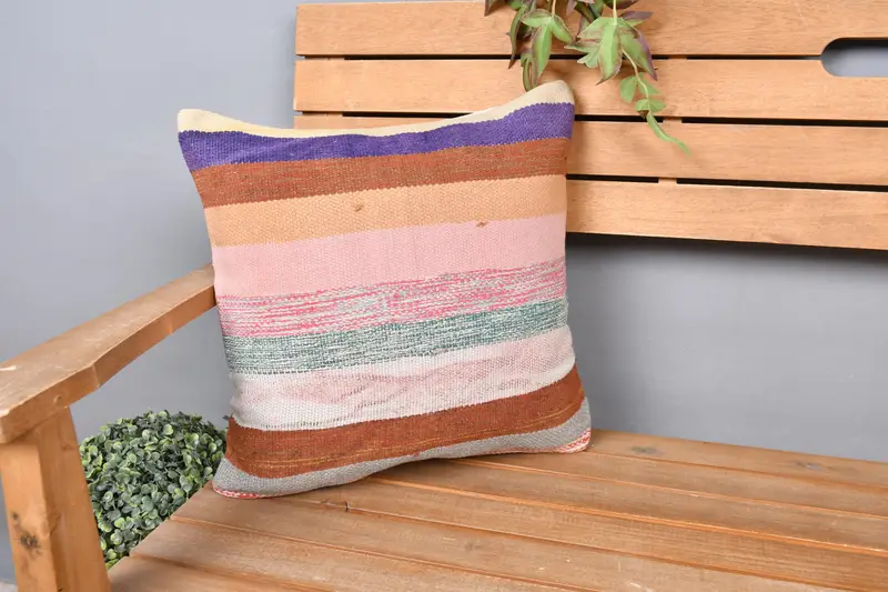 16x16 Pink Pillow Cover, Pillow Sham, Turkish Pillow, Home Decor Pillow, Toss Pillow Sham, Armchair Pillow Case, Boho Pillow Sham Cover - 1