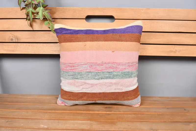 16x16 Pink Pillow Cover, Pillow Sham, Turkish Pillow, Home Decor Pillow, Toss Pillow Sham, Armchair Pillow Case, Boho Pillow Sham Cover - 6