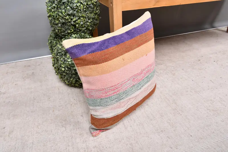 16x16 Pink Pillow Cover, Pillow Sham, Turkish Pillow, Home Decor Pillow, Toss Pillow Sham, Armchair Pillow Case, Boho Pillow Sham Cover - 7