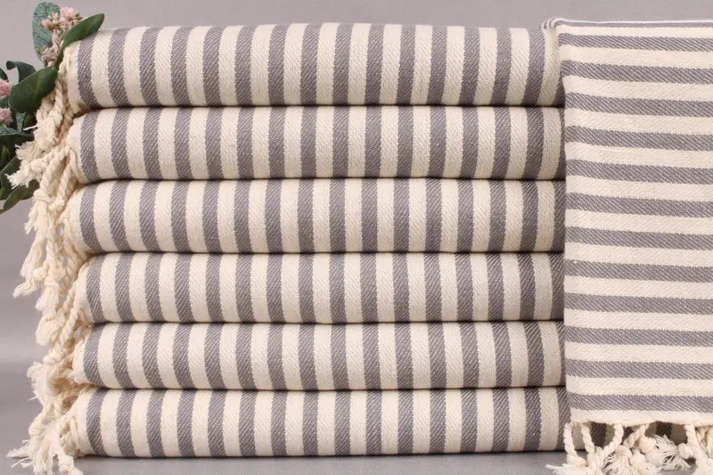 Personalized Cotton Tea Towel Gray Chevron, Kitchen & Tea Towel, Beige, 18x40 Inches