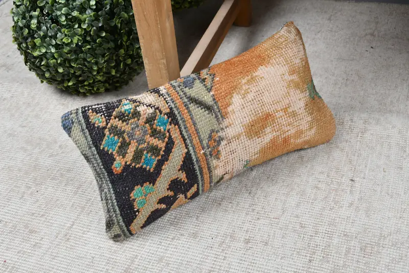 8x16 Orange Pillow Cover, Aztec Cushion Cover, Boho Pillow Sham Cover, Turkish Kilim Pillow, Handmade Kilim Cushion, Cushion Case - 7