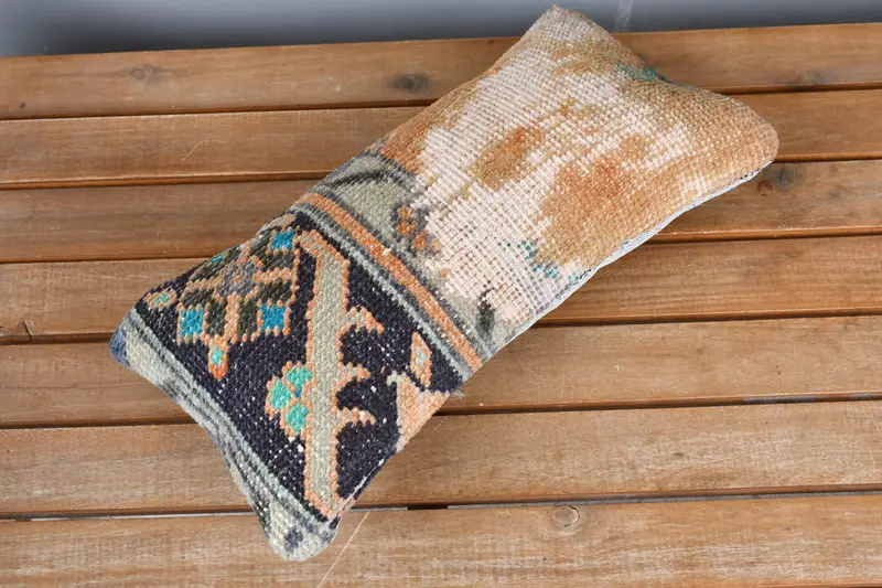 8x16 Orange Pillow Cover, Aztec Cushion Cover, Boho Pillow Sham Cover, Turkish Kilim Pillow, Handmade Kilim Cushion, Cushion Case - 2