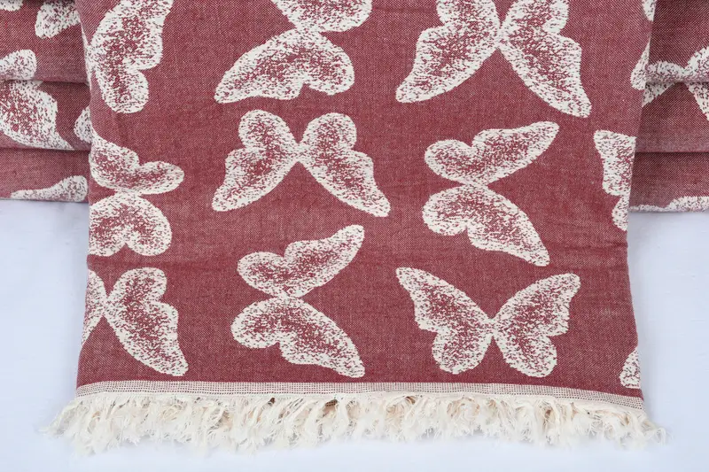 96x80 Cotton Butterfly Pattern Towel, Personalized Wedding Gift For Couple, Organic Throw, Bachelorette Party Favors, Bridal Shower Gift, Bedspread - 2