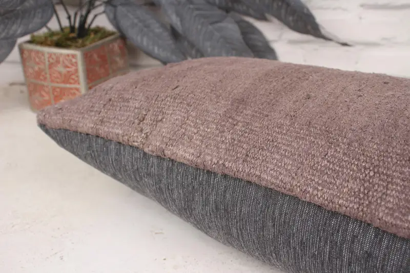 Turkish Pillow, Pillow for Sofa, Kilim Pillow, Sustainable Pillow Sham, Pillow Sham, 12x24 Brown Cushion, Vintage Cushion Case - 7