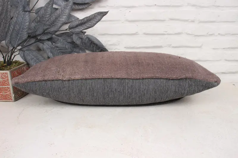 Turkish Pillow, Pillow for Sofa, Kilim Pillow, Sustainable Pillow Sham, Pillow Sham, 12x24 Brown Cushion, Vintage Cushion Case - 5