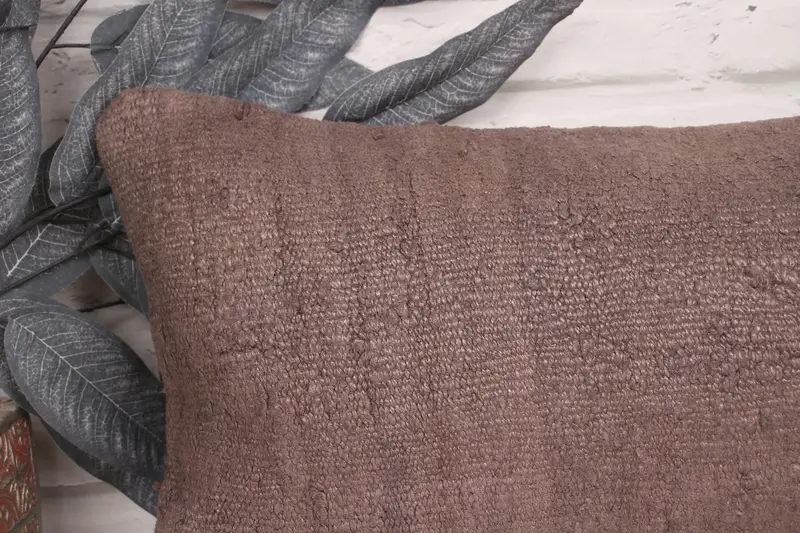 Turkish Pillow, Pillow for Sofa, Kilim Pillow, Sustainable Pillow Sham, Pillow Sham, 12x24 Brown Cushion, Vintage Cushion Case - 2