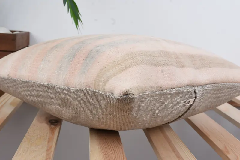 Comfy Throw Cushion Case, Vintage Pillow, Handmade Kilim Cushion, Throw Kilim Pillow, Hippie Throw Cushion, 14x14 Beige Cushion, Pillow Sham - 6