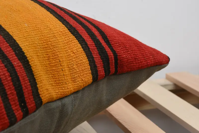 Turkish Corner Cushion Cover, Vintage Kilim Pillow, 20x20 Red Pillow Cover, Cushion Case, Pillow for Couch, Interior Designer Pillow - 7