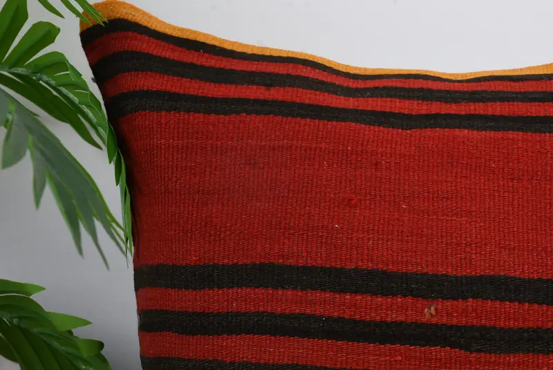 Turkish Corner Cushion Cover, Vintage Kilim Pillow, 20x20 Red Pillow Cover, Cushion Case, Pillow for Couch, Interior Designer Pillow - 2