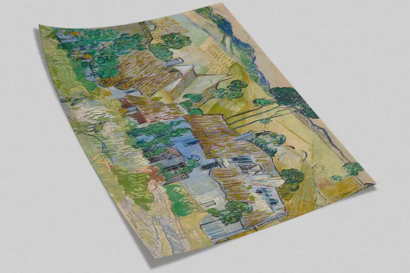 Van Gogh Wall Mural, Farms Near Auvers Digital Paper, Van Gogh Village Art, Landscape Wall Mural, Reproduction Wall Poster, Gogh Wall Art, - 9