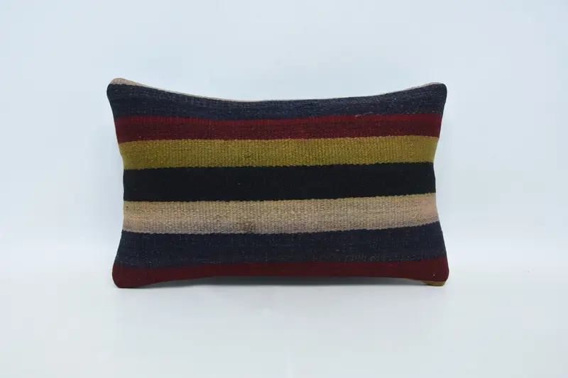 Vintage Kilim Throw Pillow, Boho Pillow, Sofa Bolster Cushion Case, 12x20 Blue Pillow Case, Pet Cushion Cover, Interior Designer Pillow, Cushion - 1