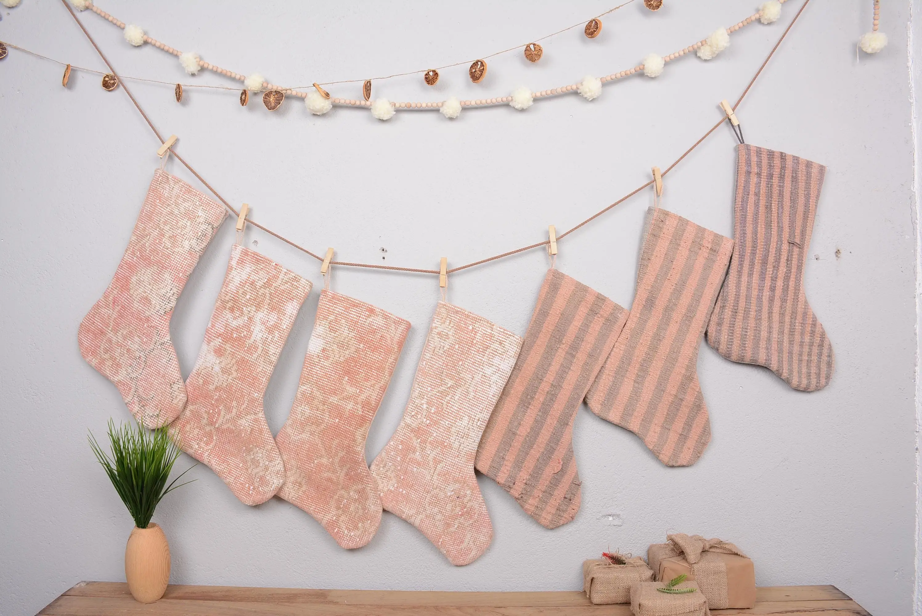 Çevre Dostu Kilim Noel Çorabı, 7 İnç Süs Çorabı - 1