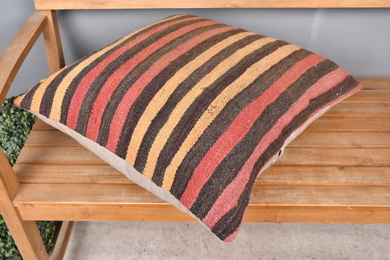 Cushion Cover, Antique Pillows, Boho Chic Cushion Cover, Bed Cushion Case, Turkish Pillow, Turkish Kilim Pillow, 24x24 Red Pillow Sham - 2