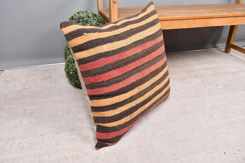 Cushion Cover, Antique Pillows, Boho Chic Cushion Cover, Bed Cushion Case, Turkish Pillow, Turkish Kilim Pillow, 24x24 Red Pillow Sham - 7