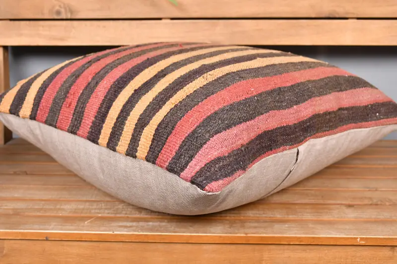 Cushion Cover, Antique Pillows, Boho Chic Cushion Cover, Bed Cushion Case, Turkish Pillow, Turkish Kilim Pillow, 24x24 Red Pillow Sham - 4