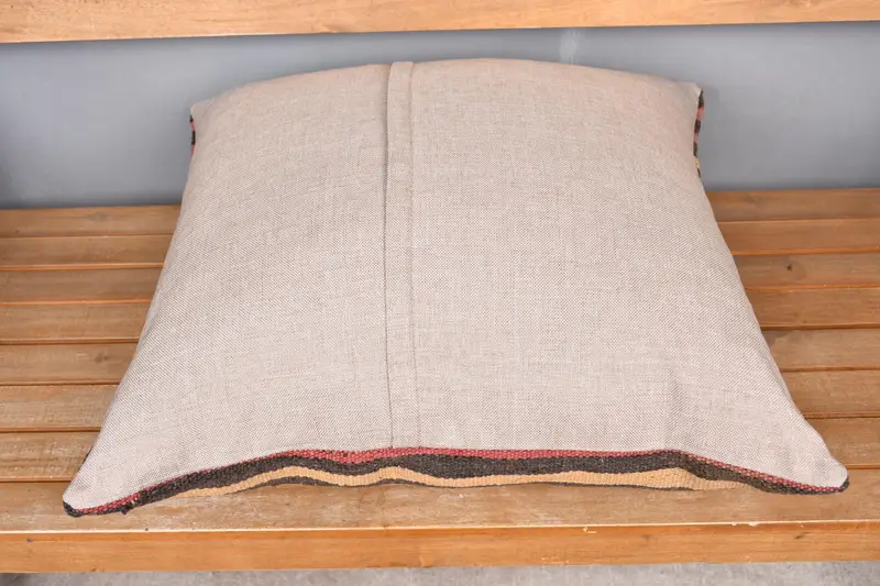 Cushion Cover, Antique Pillows, Boho Chic Cushion Cover, Bed Cushion Case, Turkish Pillow, Turkish Kilim Pillow, 24x24 Red Pillow Sham - 5
