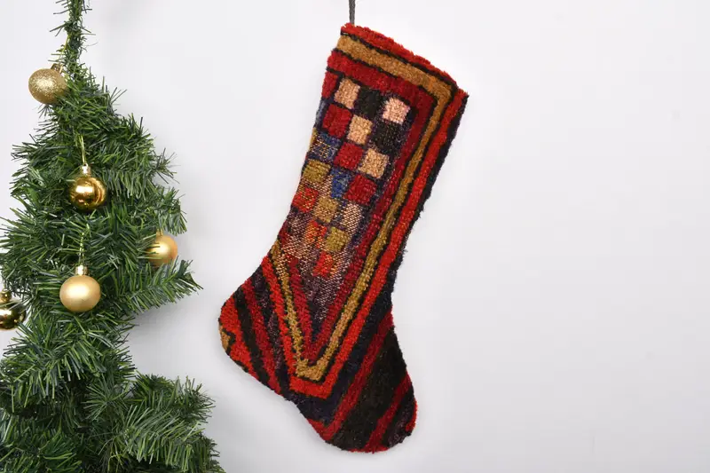 Noel Süsleri Deseni, 7 İnç Geniş Tatil Çorabı